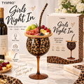 TYIIPRO™ Leopard Print Wine Glass Set with Snack Tray & Reusable Straw – 20.6 oz Girls’ Night Gift Set