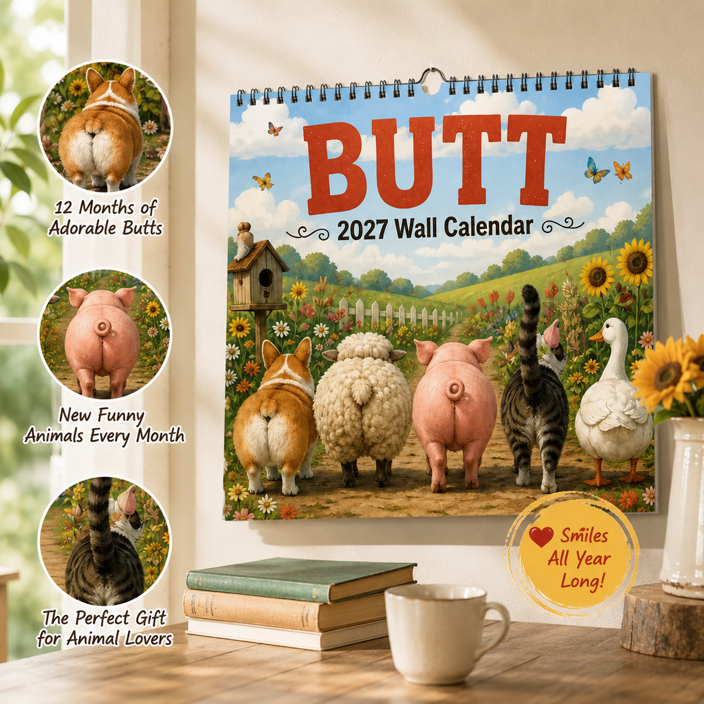 🍑🐾 BUTT Seriously… 2027 Funny Animal Wall Calendar