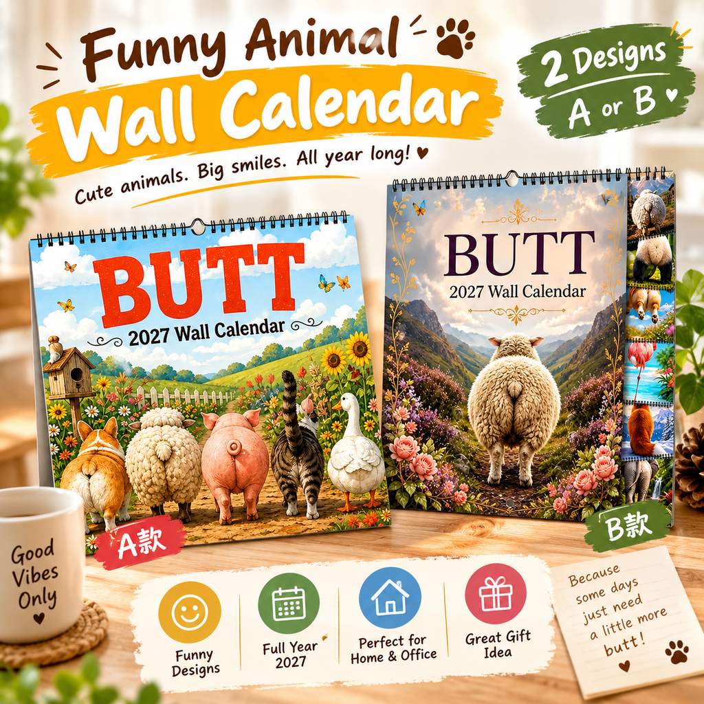 🍑🐾 BUTT Seriously… 2027 Funny Animal Wall Calendar